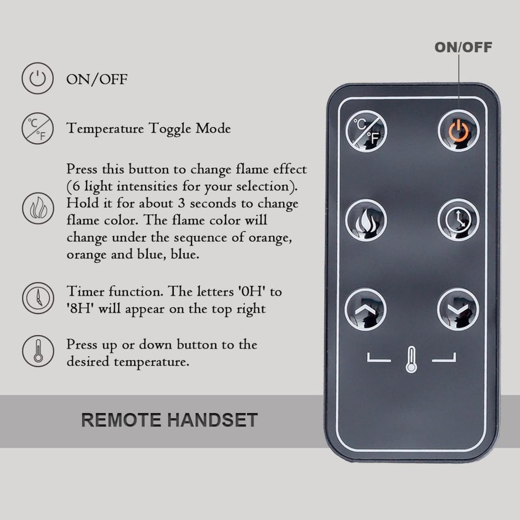Black 1500W Recessed & Wall Mounted Electric Fireplace with Remote Control N8042