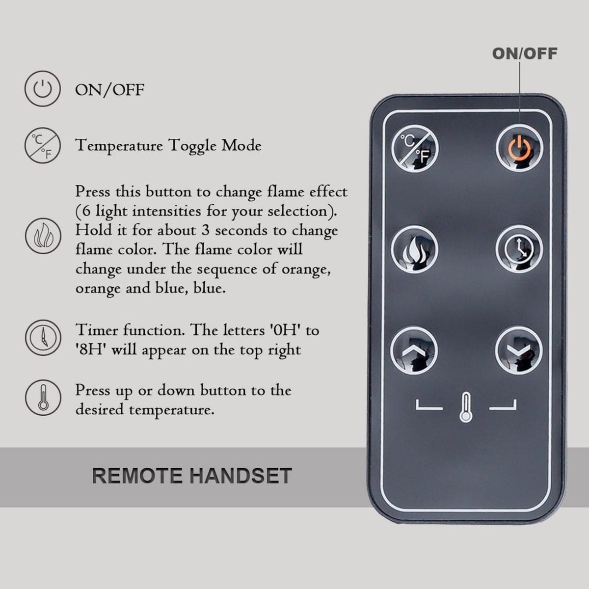 Black 1500W Recessed & Wall Mounted Electric Fireplace with Remote Control N8042