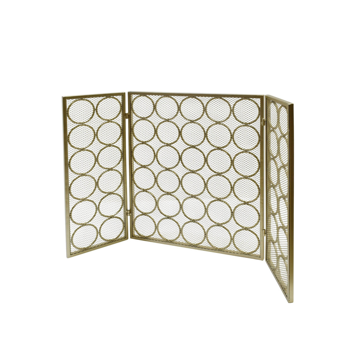 Black Silver Three Panel Iron Firescreen P820416