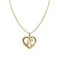 14K Yellow Gold Diamond-Cut Heart-Shaped Initial Letter N Pendant with Rolo Chain A771