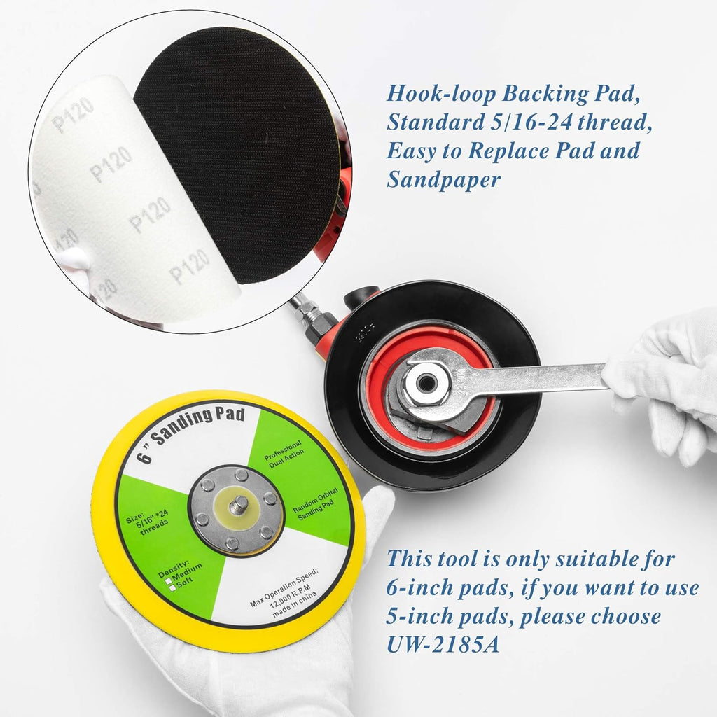 6-inch Air Random Orbital Sander, Pneumatic Sander with 10pcs Sandpapers, Pack of 2 O3783