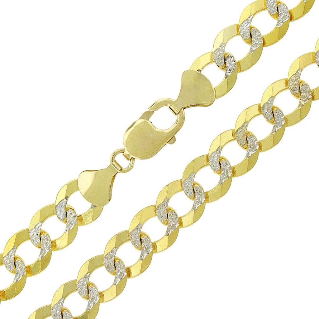 14K Yellow Gold Two-Tone Pave Chain Necklaces H31006