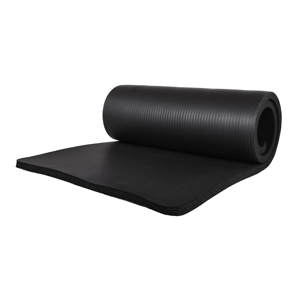 Black Extra Thick Yoga Mat with Carry Strap M702106