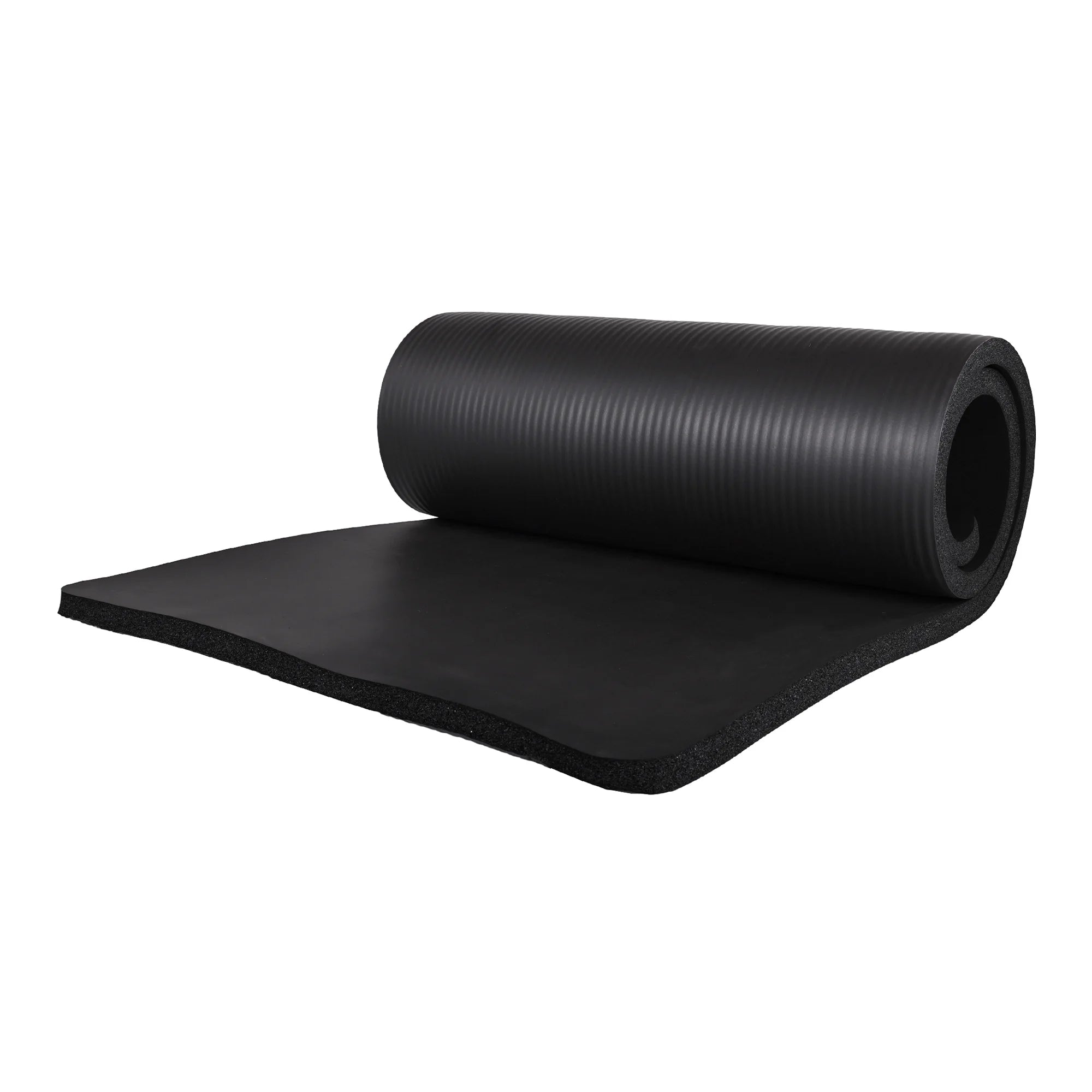 Black Extra Thick Yoga Mat with Carry Strap M702106