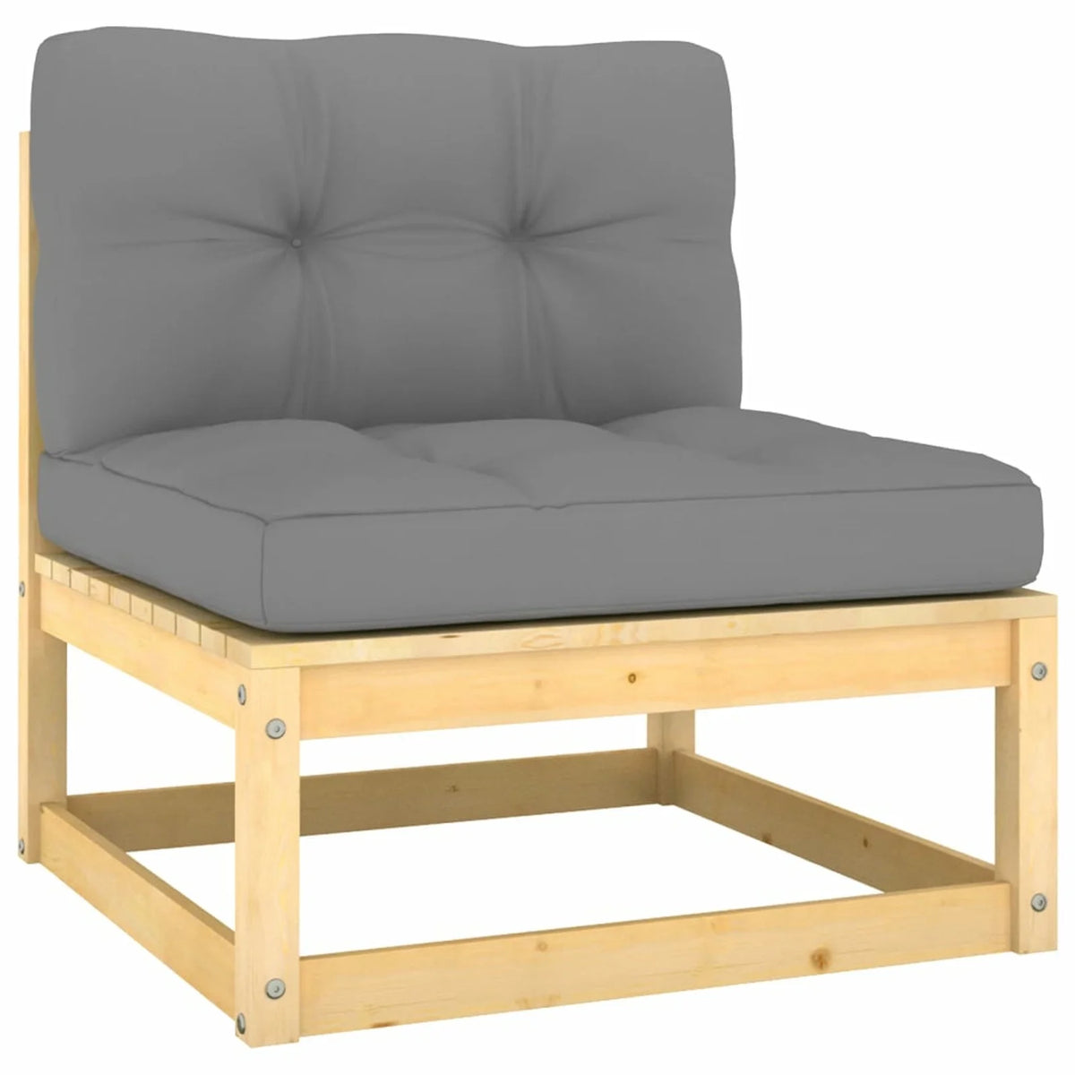 12 Piece Gray Cushioned Pinewood Sectional Outdoor Furniture Set Z5317