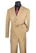Double Breasted Stripe Suit Camel Regular Fit 2 Piece X75007