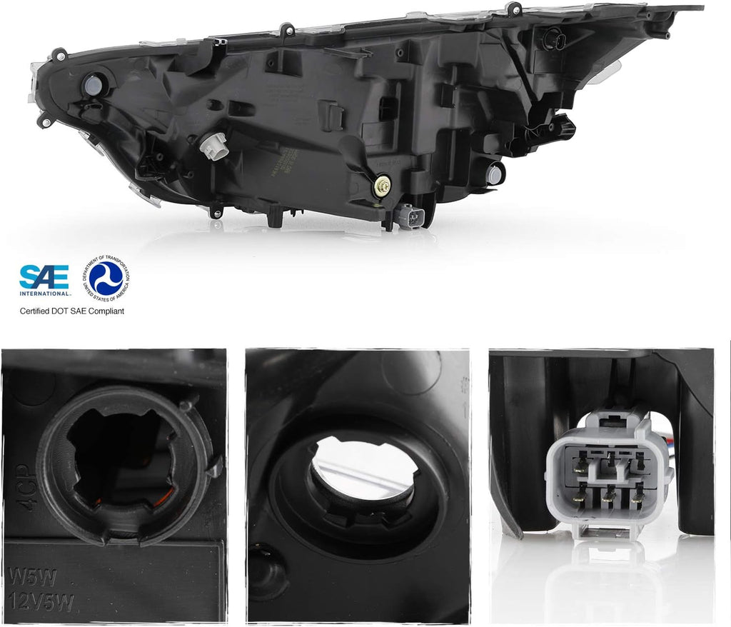 Black Bezel LED Headlights Housing Passenger Side E5262