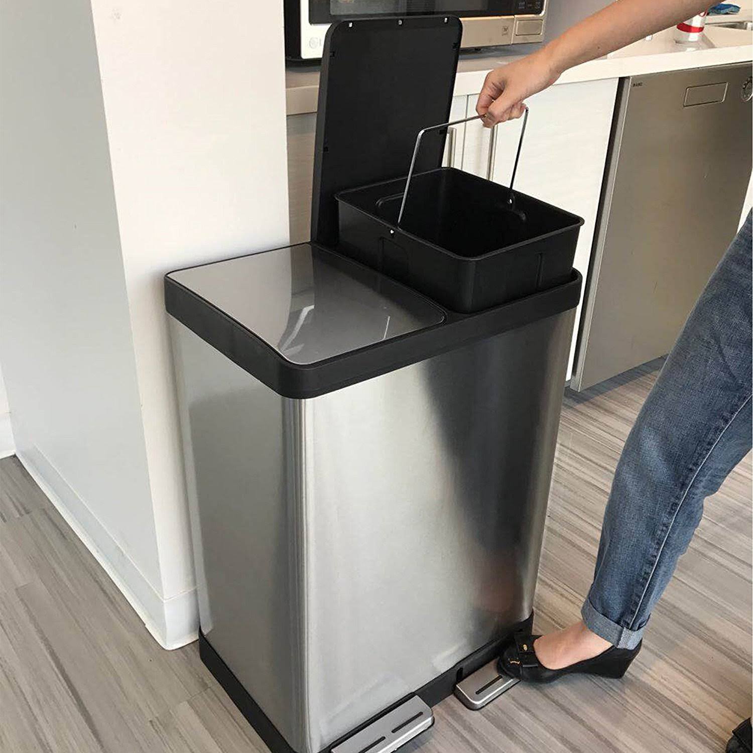 16 Gallon Stainless Steel Step Trash Can B6950