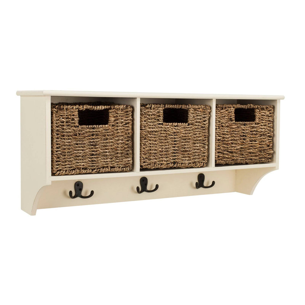 White Hanging 3 Basket Wall Rack E7056
