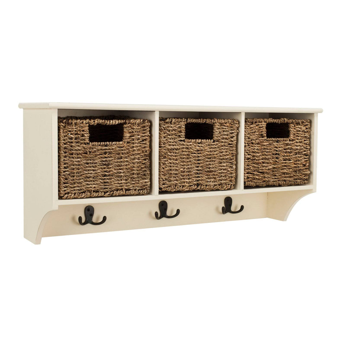 White Hanging 3 Basket Wall Rack E7056