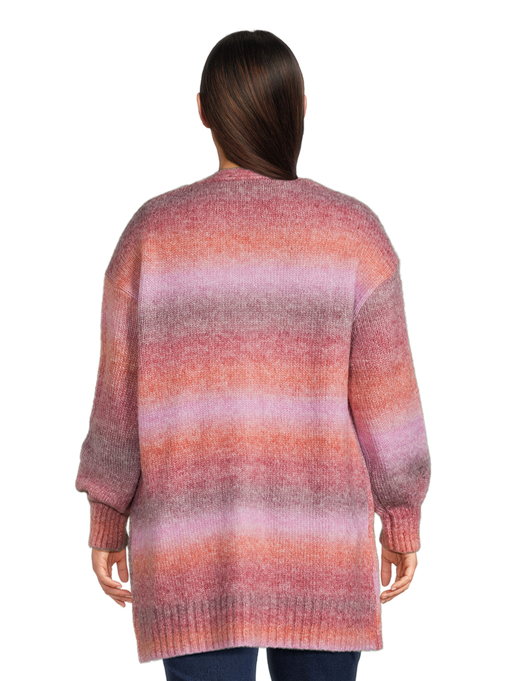 Women's Plus Size Drop Shoulder Open Cardigan with Balloon Sleeves H894119