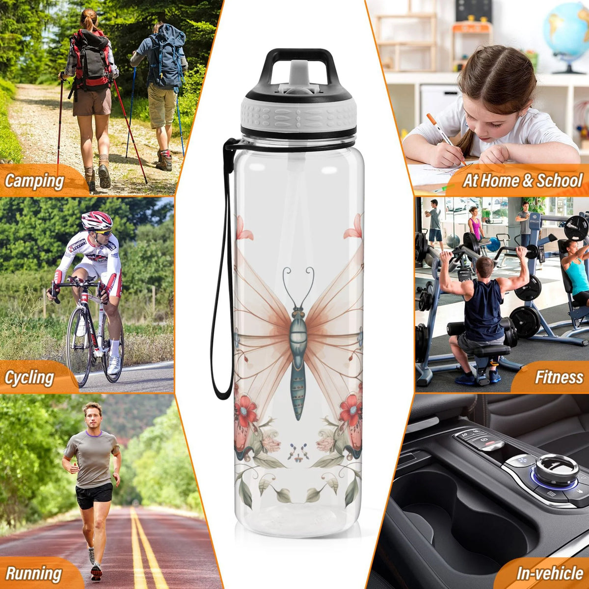 Clear 32oz Tritan Sports Water Bottle with Straw K476