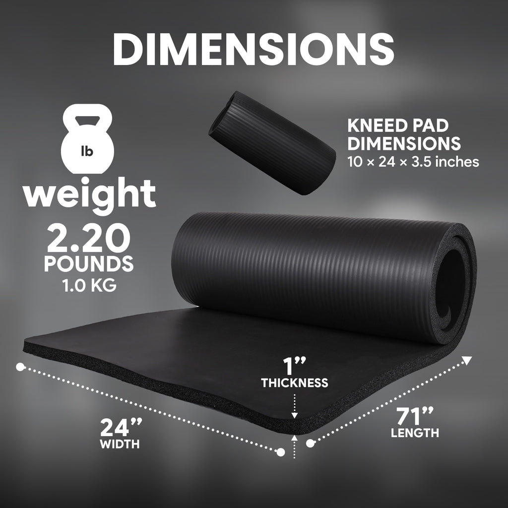Black Extra Thick Yoga Mat with Carry Strap M702106