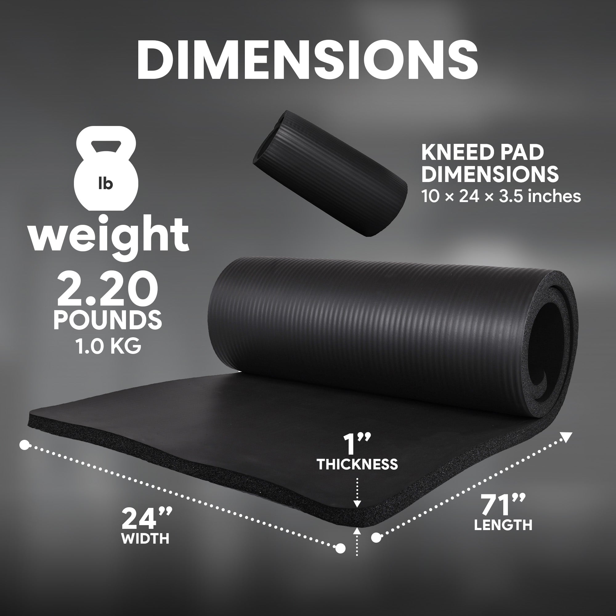 Black Extra Thick Yoga Mat with Carry Strap M702106