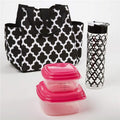 Insulated Lunch Bag Kit Black with Container Set & Water Bottle T822867