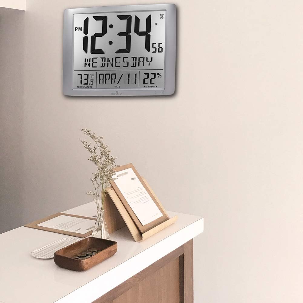 Silver 20 Inch Wall Clock with 6.5 Inch Numbers T7162