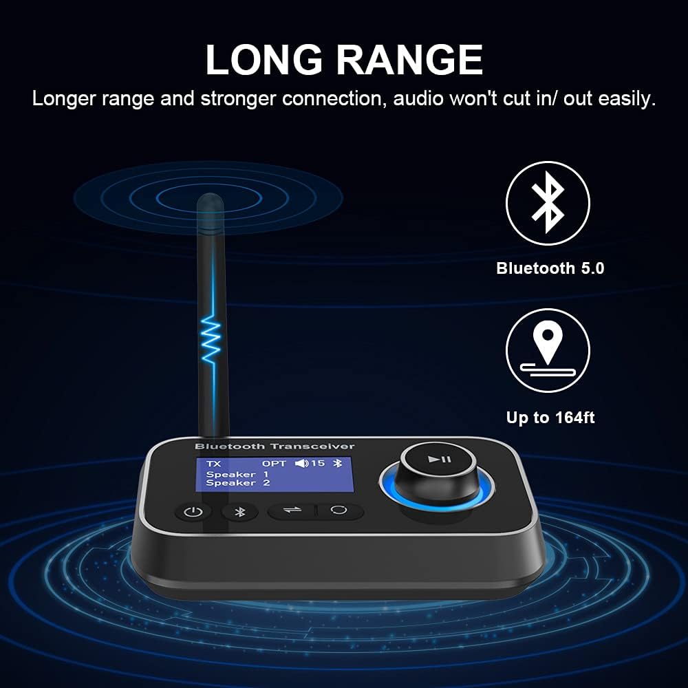 Bluetooth 5.0 Transmitter Receiver, 3-in-1 Audio Adapter, Pack of 2 A255710