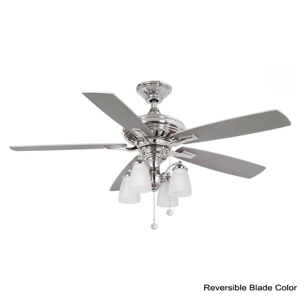Polished Nickel Ceiling Fan with Light U112