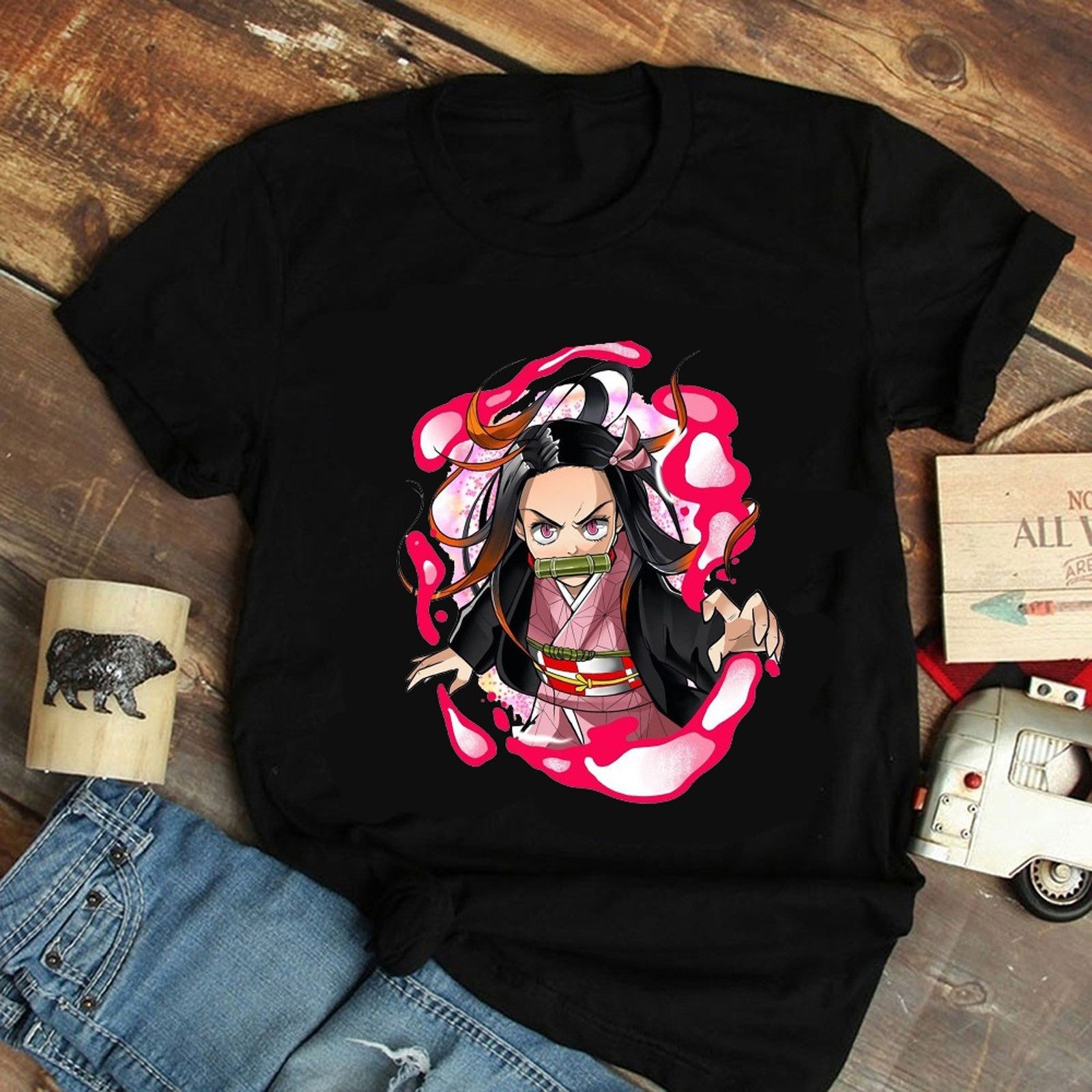Black XXL Printed Short Sleeve T-Shirt V7991