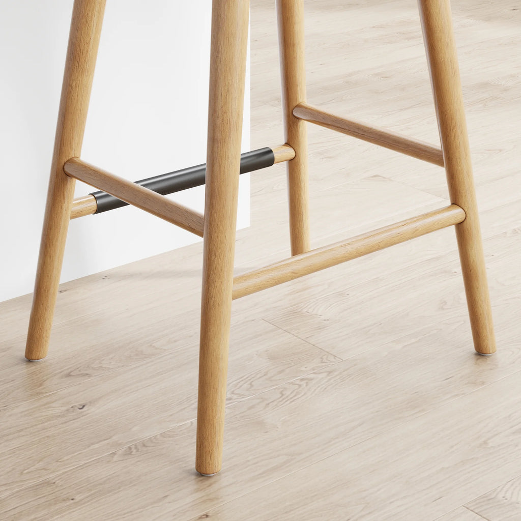 Chestnut Brown Wood Barstool with Leather Removable Cushion T165952
