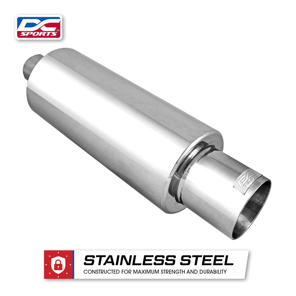 Polished Stainless Steel Performance Bolt-On Exhaust Muffler with Clamps and Adapters N10951