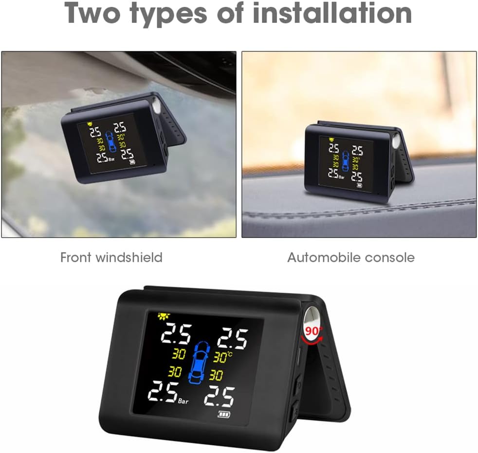 Solar Power TPMS Wireless Tire Pressure Monitoring System with 4 External Sensors C90825
