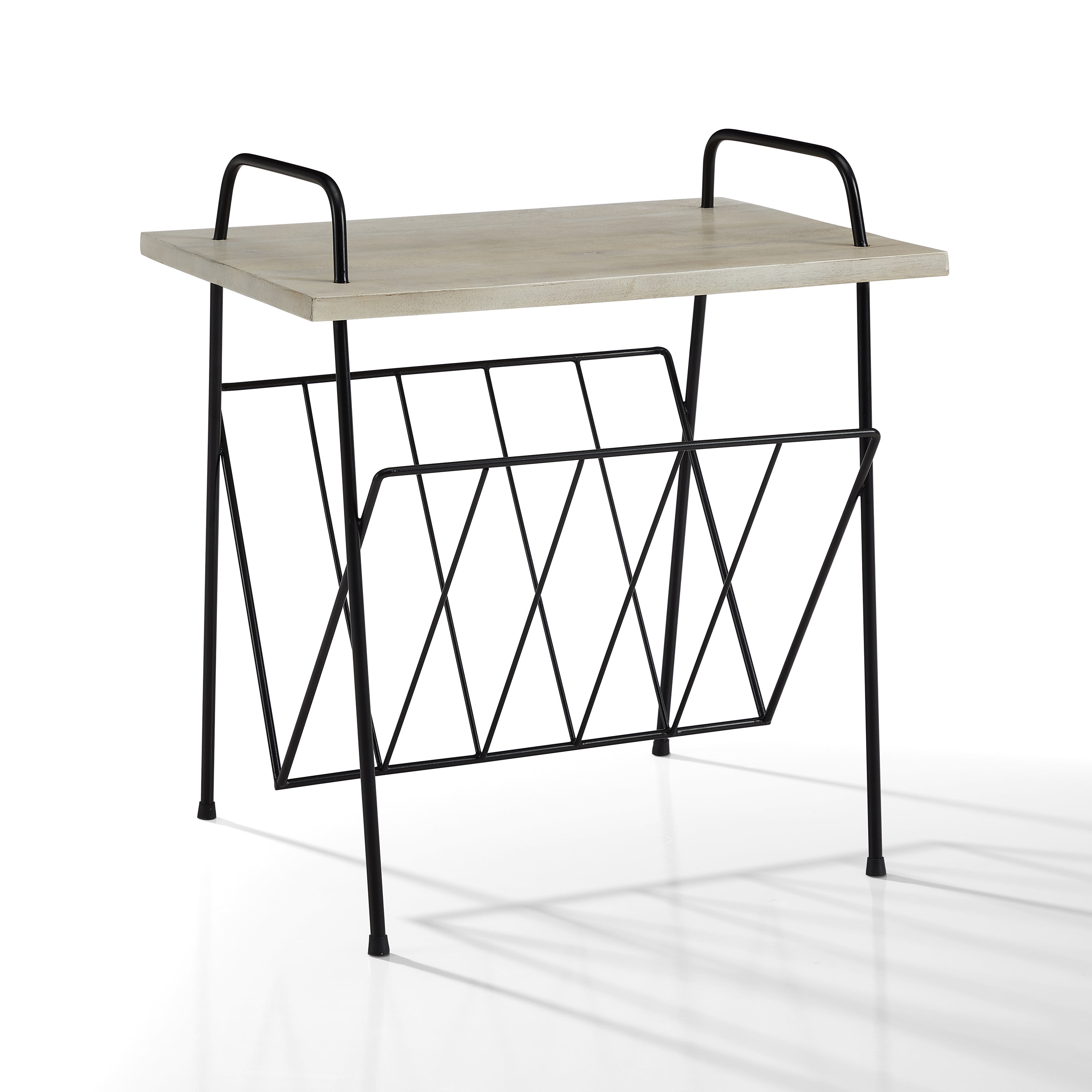 Natural Wood and Metal Turntable Stand C9823