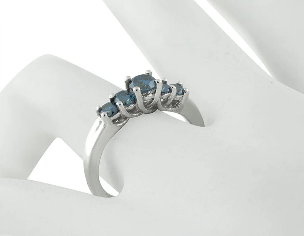 10K White Gold Treated Blue Diamond Engagement Ring 0.75ct J557032