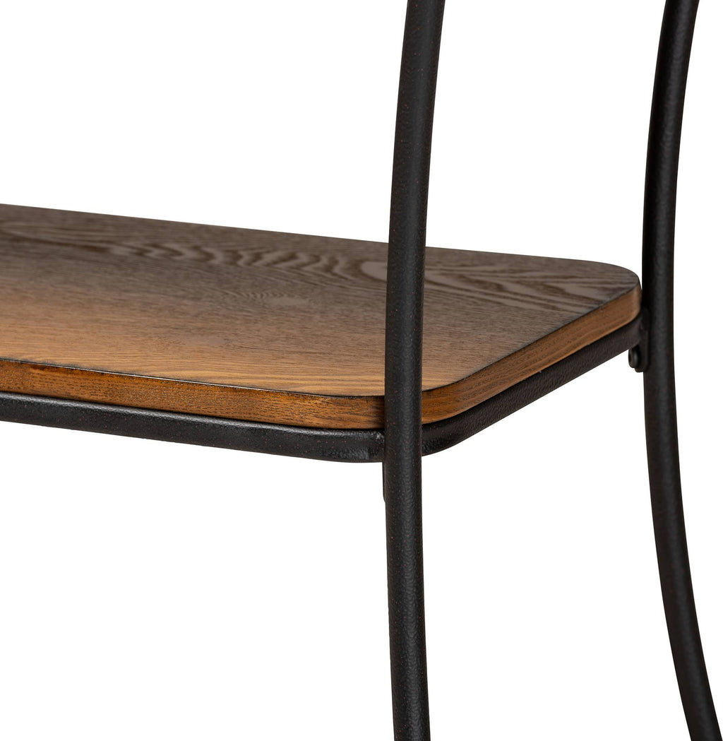 Rustic Industrial Walnut Brown Wood and Black Metal Console Table S547