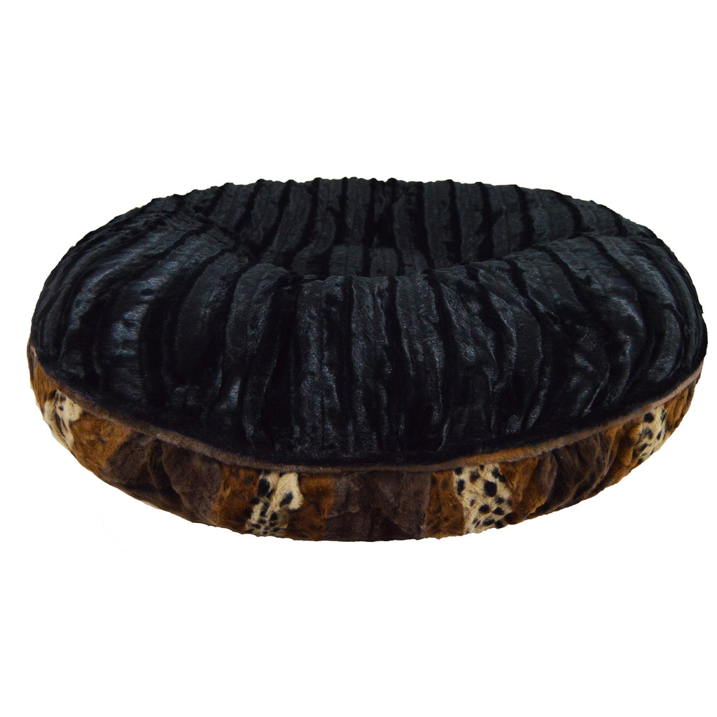 Black Puma Extra Plush Faux Fur Bagel Pet Bed K620
