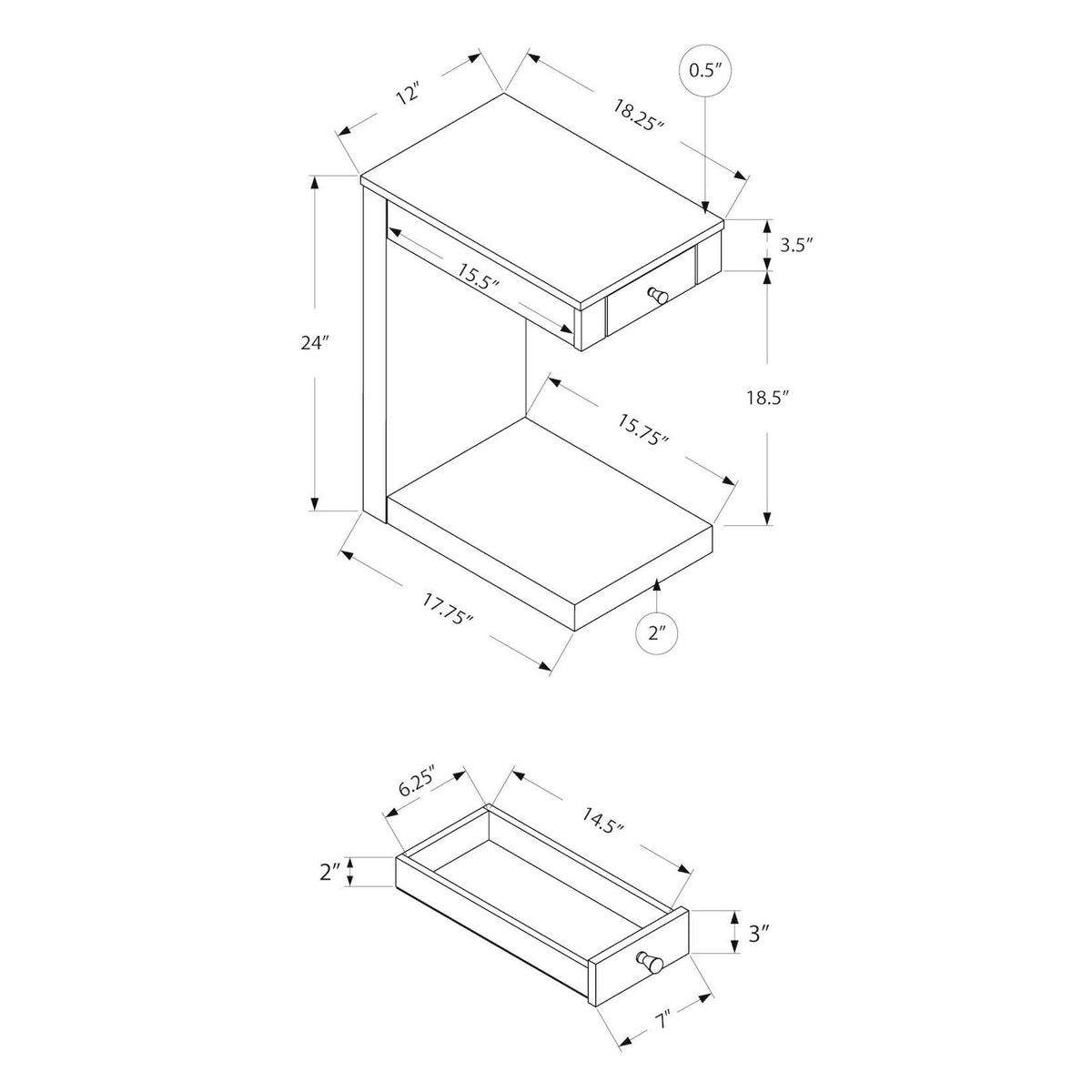 White Accent Table with Drawer A202