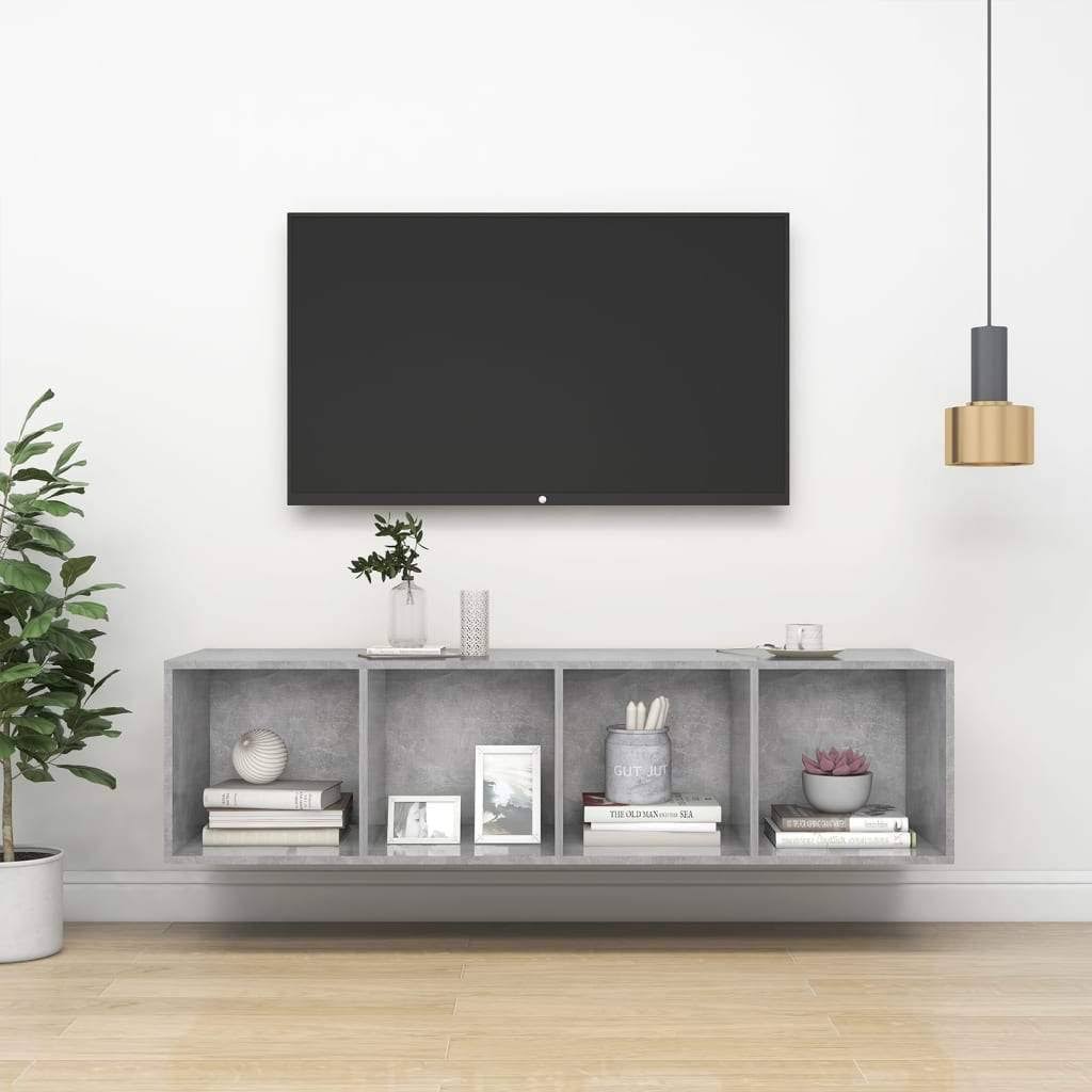 Concrete Gray Wall-Mounted TV Cabinet Chipboard M24009