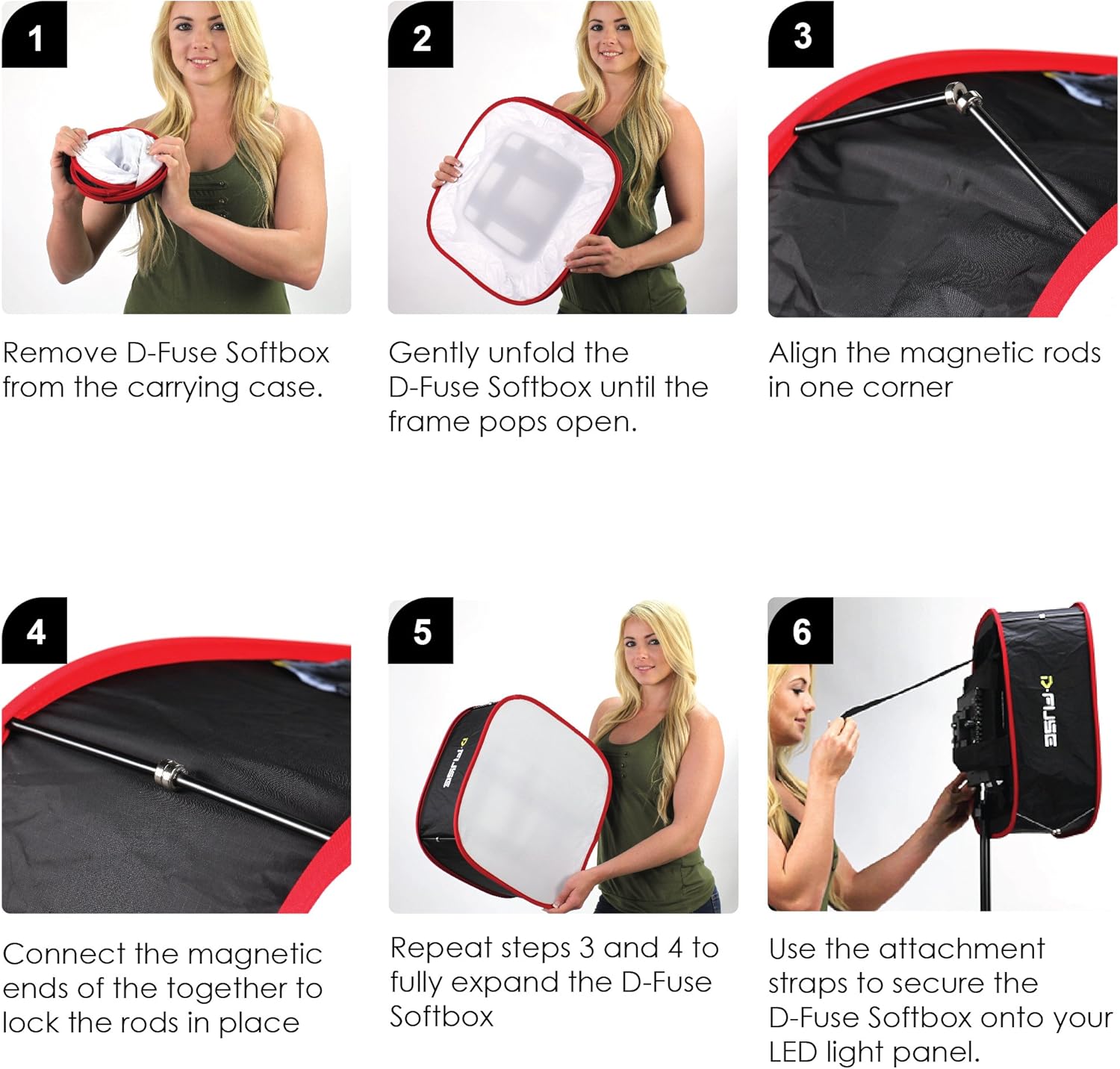 Medium LED Light Panel Softbox & Softbox Grid, 9.25"x9.25", Pack of 2 K5557