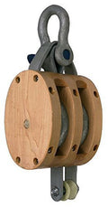 4" Wood Double Block with Screw Pin Anchor Shackle B974393