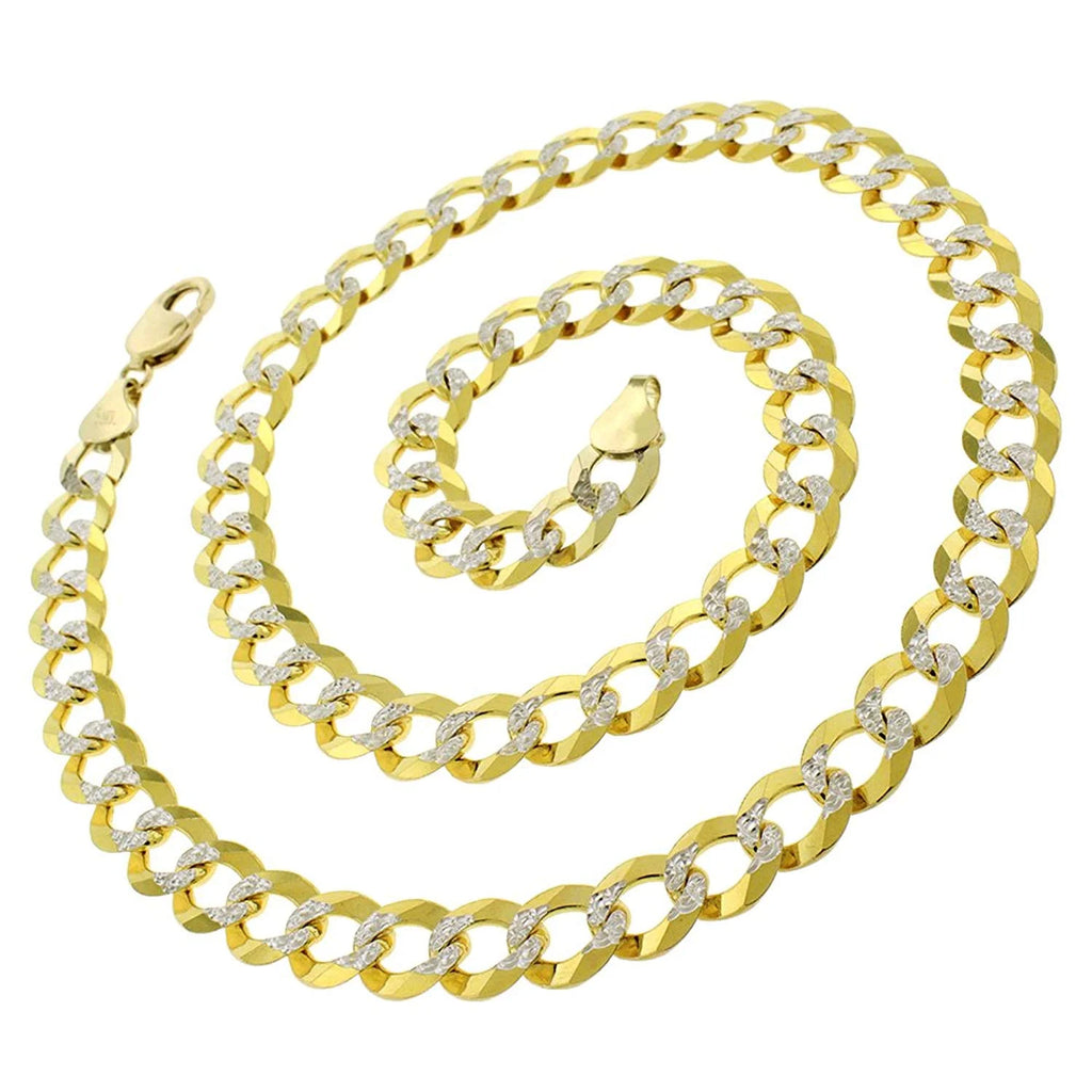 14K Yellow Gold Two-Tone Pave Chain Necklaces H31006