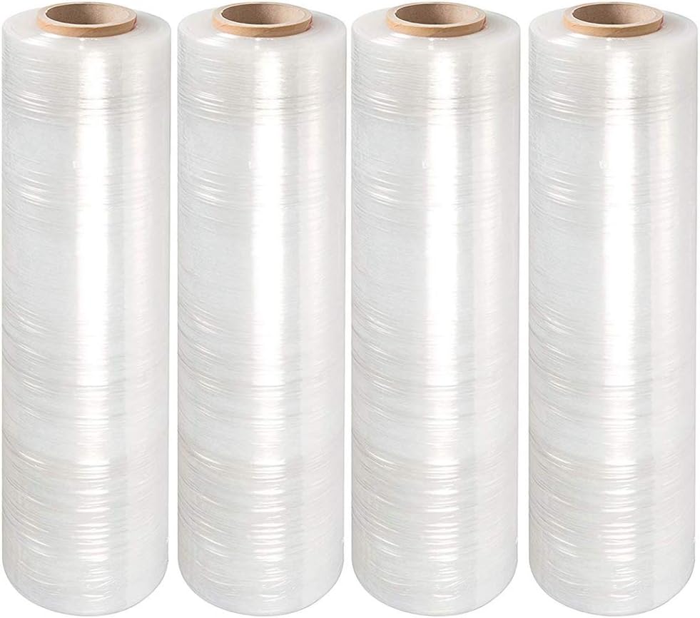 4 Rolls 15" x 1500 Ft Clear Stretch Wrap, 55 Gauge F545322