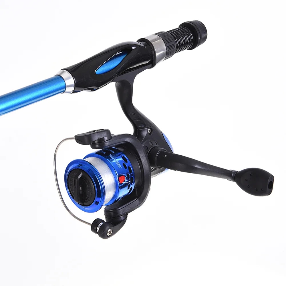 Telescopic Fishing Rod Reel Combo with Hooks Soft Lures Swivels Storage Bag R826312