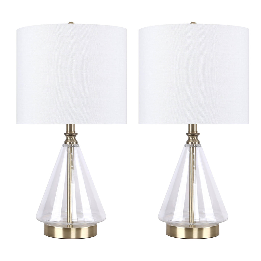 Set of 2 Glass Accent Lamps with Brass Accents N621810