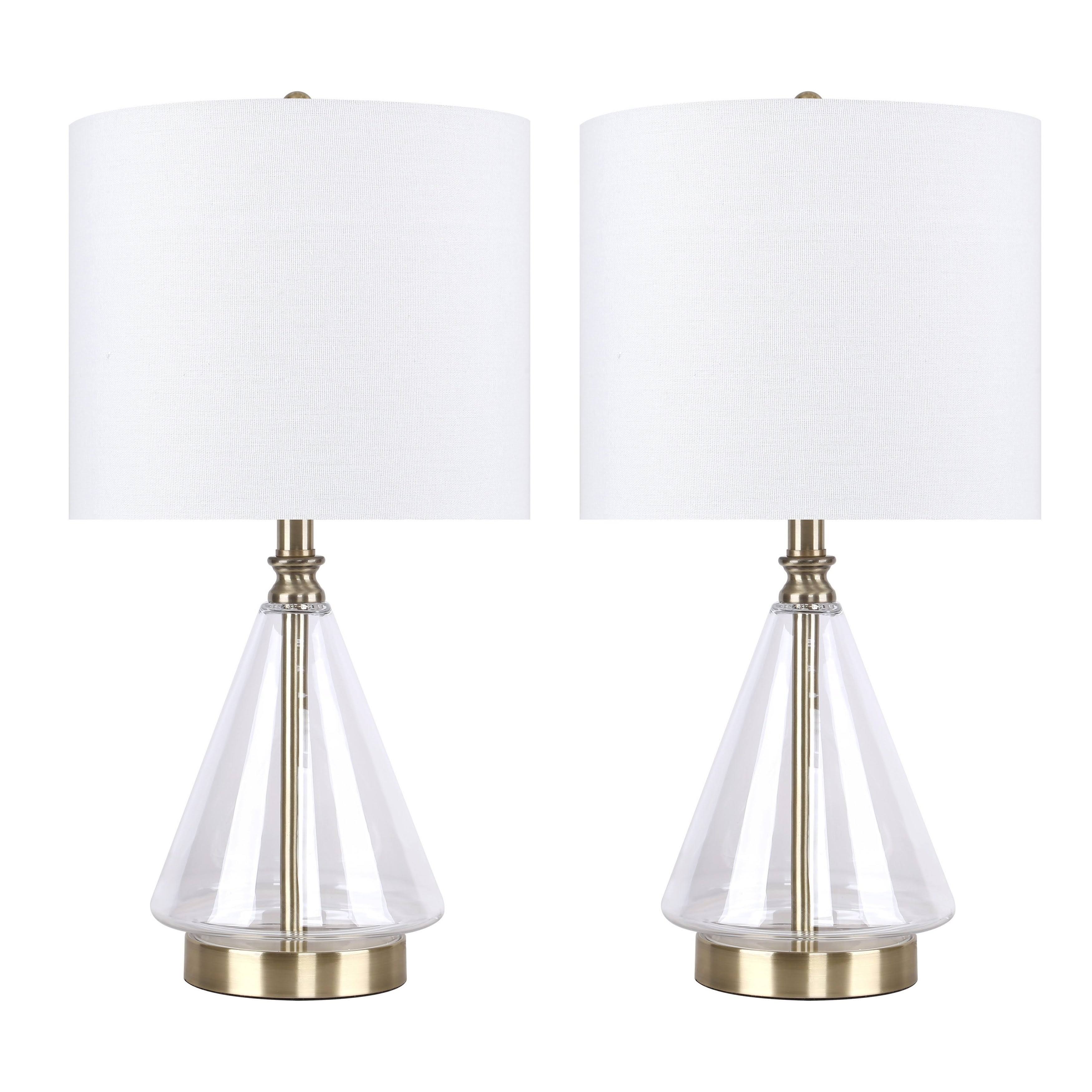 Set of 2 Glass Accent Lamps with Brass Accents N621810