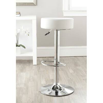 White Swivel Adjustable Height Bar Stool R46518
