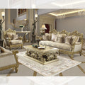 Gold 3Pcs Sofa Set Carved Wood K9478