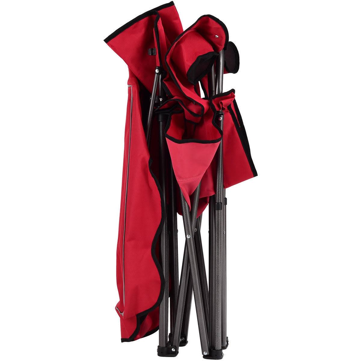Red Portable Folding Beach Canopy Chair with Cup Holders U54505