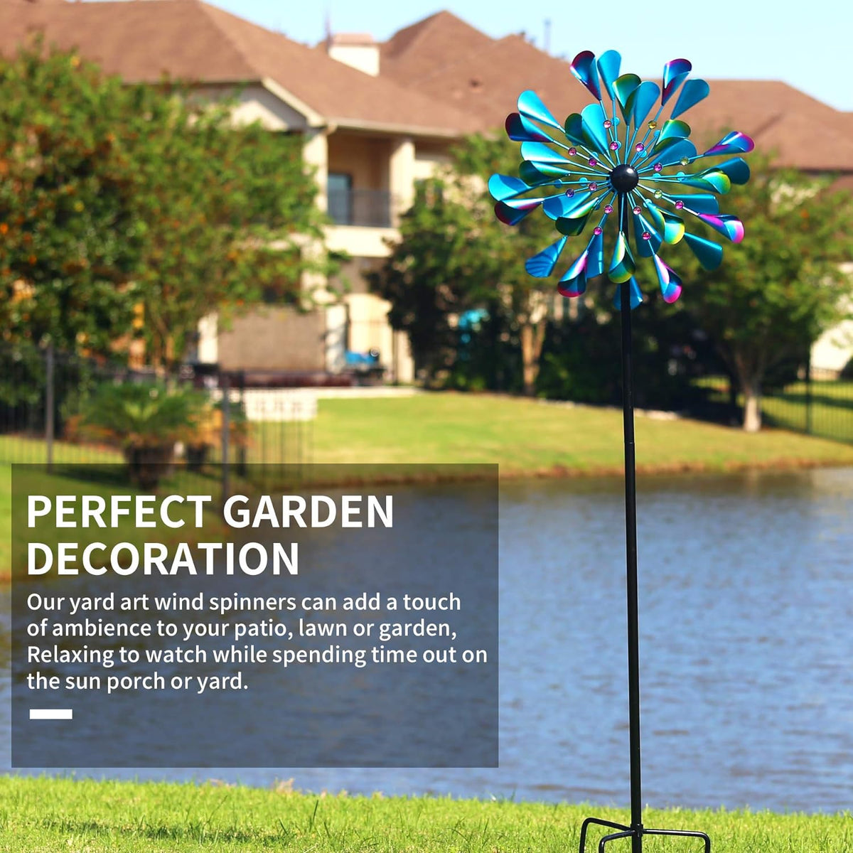 Kinetic Wind Spinners Outdoor Metal, 72 Inches Wind Catchers with Metal Stake C73722