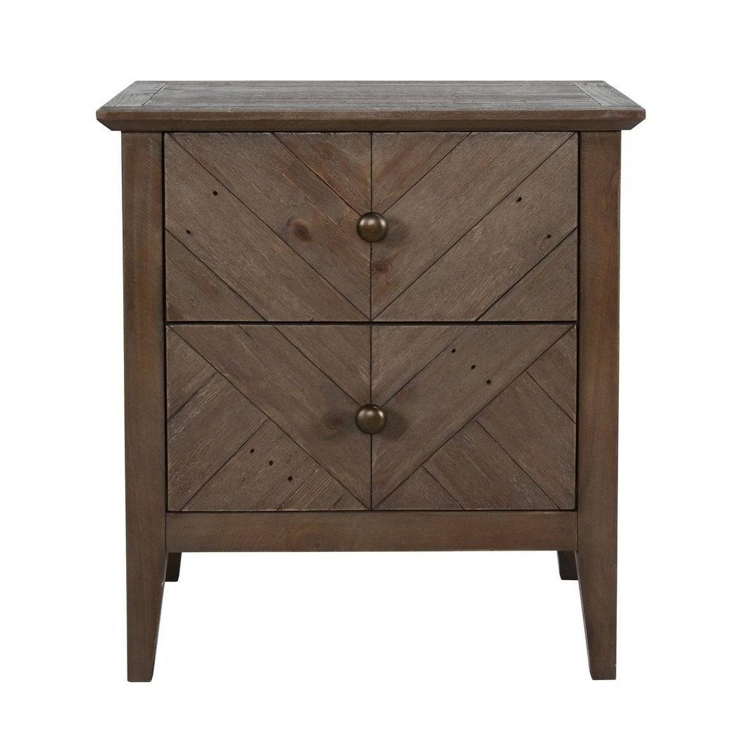 Reclaimed Pine 2-Drawer Nightstand B65771