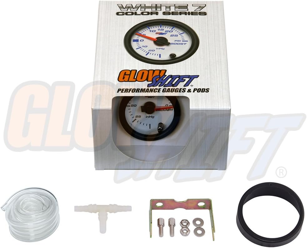 White 7 Color Vacuum Gauge Kit with Mechanical Hose & T-Fitting, 2-1/16" 52mm, Pack of 2 W60164