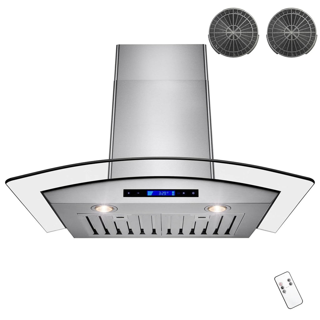 30 in. Convertible Wall Mount Range Hood in Stainless Steel with Remote and Carbon Filter T6423