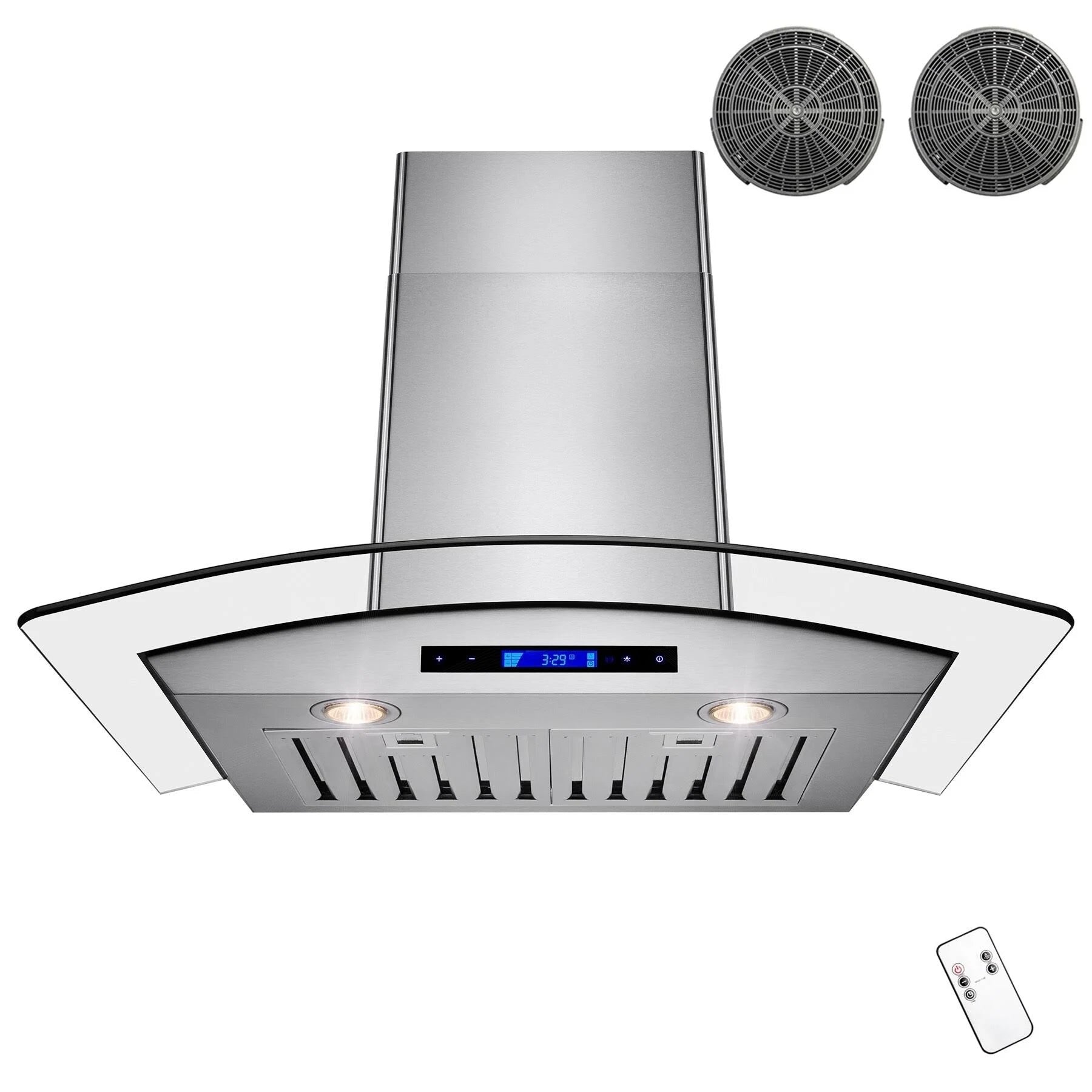 30 in. Convertible Wall Mount Range Hood in Stainless Steel with Remote and Carbon Filter T6423