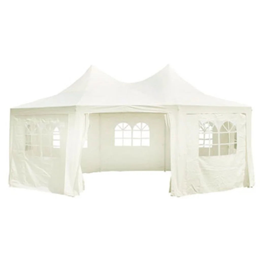 Octagonal Party Tent with 8 Sidewalls Cream White 20' x 15' x 12' T899