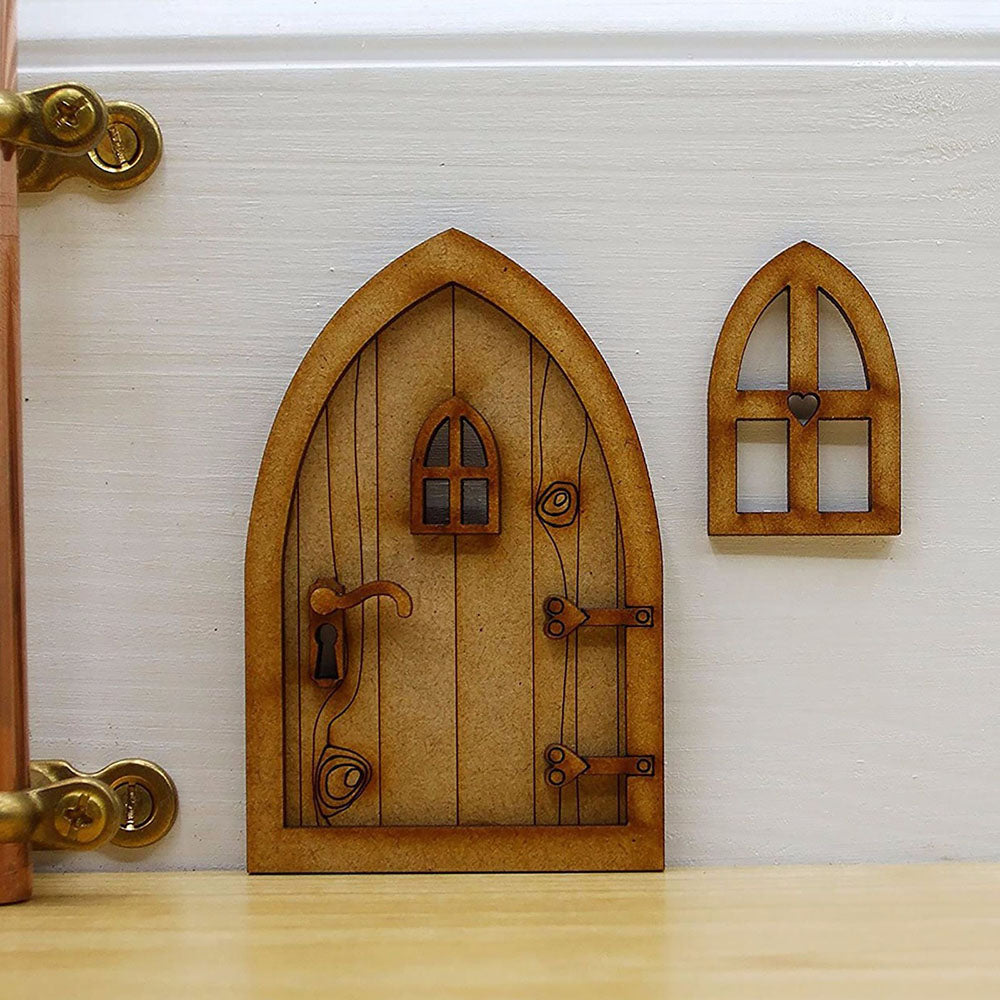 Wood Ornament Doll House Miniature Fairy Elf Door Dollhouse Garden Micro Landscape Wooden Craft G8114