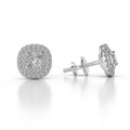 14K White Gold Diamond Stud Halo Earrings L37815